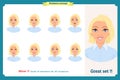 Set of woman expression isolated.Cute emotional female head.Businesswoman