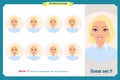 Set of woman expression isolated.Cute emotional female head.Businesswoman