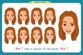 Set of woman expression isolated.Young emotion portraits.Flat design.Businesswoman character