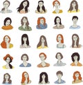 Set woman face icon