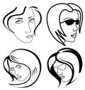 Set of woman faces Royalty Free Stock Photo