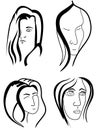 Set of woman faces Royalty Free Stock Photo