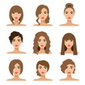 Set of woman hair styling flat Illustration Royalty Free Stock Photo