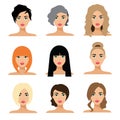 Set of woman hair styling flat Illustration Royalty Free Stock Photo