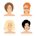 Set of woman hair styling. Four different images of girls