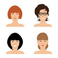 Set of woman hair styling. Four different images of girls