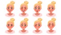 Set of woman`s emotions. Facial expression. Girl Avatar. Vector illustration