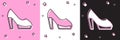 Set Woman shoe with high heel icon isolated on pink and white, black background. Vector Royalty Free Stock Photo