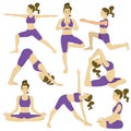 Set of women doing yoga poses