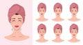 Set of women facial massage lines