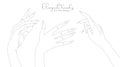 Set of Women Hand in Thin Line Art. Minimalistic and Elegant Hand-Drawn Manicure Design for Female Beauty