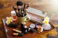 Set of women makeup and cosmetics objects Royalty Free Stock Photo