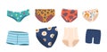 Set of Women Panties, Underwear Types, Thong, Tanga, Pantaloons or Bikini. Cheeky, , Boyshorts, Classic or High Waist