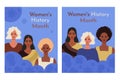 Set of Women\'s history month cards.