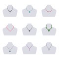 Set of women`s necklaces, vector illustration
