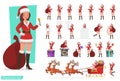 Set of women with Santa Claus character design for christmas. Presentation in various action Royalty Free Stock Photo