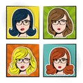 Set women beautiful pop art concept Royalty Free Stock Photo