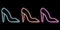 set women shoes heel glowing desktop icon, neon heel sticker, neon figure, glowing figure, neon geometrical figures Royalty Free Stock Photo