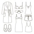 Set of womens homewear, sleepwear and underwear