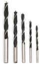 set of wood drill bits isolated on white Royalty Free Stock Photo