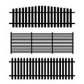 Set of wood fences on white background. Vector black icons in flat style