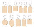 Set of Wood paper price tag labels with cord vector illustration Royalty Free Stock Photo