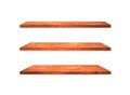 Set of wood shelves isolated on white background with clipping path for design. Used for display or montage your products