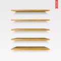 Set of Wood Shelves Vector Isolated on the Wall Background Royalty Free Stock Photo