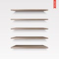 Set of Wood Shelves Vector Isolated on the Wall Background Royalty Free Stock Photo