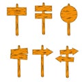 Set of wooden arrow plate way direction