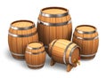 Set Of Wooden Barrels