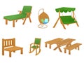 Set of wooden cartoon garden furniture