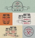 Set Wooden Casks Badges and Cooperage Logo