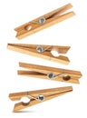 Set of wooden clothespins isolated on white background Royalty Free Stock Photo