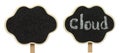 Set of wooden cloud-shaped chalk boards, isolated on transparent background Royalty Free Stock Photo