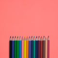 Set of wooden colored pencils for school illustration