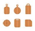 Set of wooden cutting boards. Kitchen tools of various shapes. Top view. Vector illustration in flat cartoon style Royalty Free Stock Photo