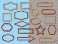 Set of wooden different polygonal boards isolated on transparent background. Vector illustration