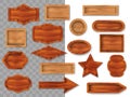Set of wooden different polygonal boards isolated on transparent background. Vector illustration