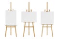 Set of wooden easels with empty mockup.