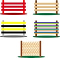 Set of wooden fences of various colors. fences, barriers, decor Royalty Free Stock Photo