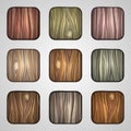 Set of wooden icons. Template Wood Buttons Royalty Free Stock Photo