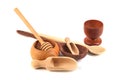 Set of wooden kitchen utensils isolated on white background Royalty Free Stock Photo