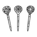 Set of wooden Russian spoons. Vector doodle