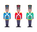 set of wooden soldiers of the 19th century. multicolored soldier uniform.