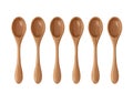 Set Wooden spoons for food on white background.