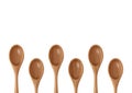 Set Wooden spoons for food on white background.