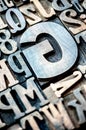 Set of wooden typographical letters and numbers Royalty Free Stock Photo