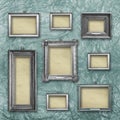 Set of wooden vintage silver modern, frames for museum exhibition