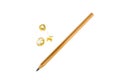 Set of wooden writing tools, pencil, pen, ruler, eraser, sharpener